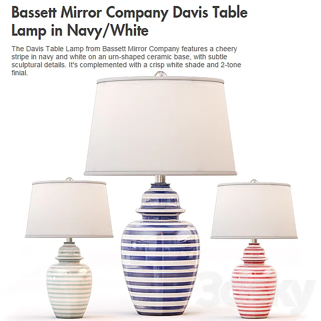 Bassett Mirror Company Davis Table Lamp in NavyWhite Free Download