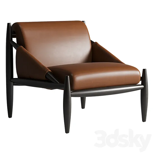Bastion Leather and Wood Accent Chair 3DModel