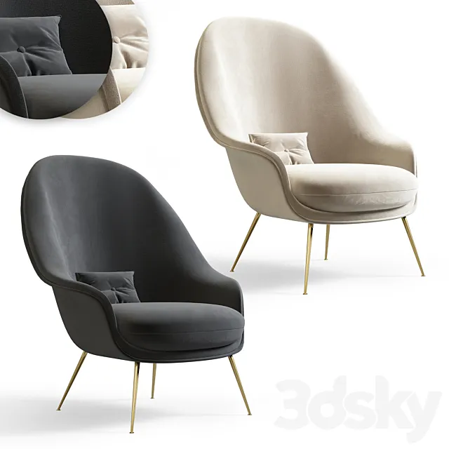 Bat Lounge Chair by Gubi 3D Model