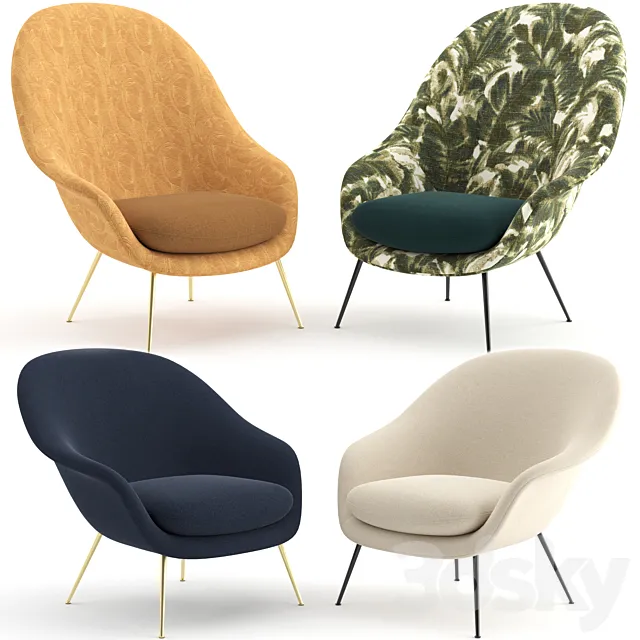 Bat Lounge Chair - Conic base - by GUBI 3D Model