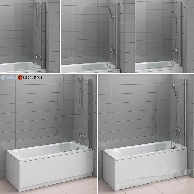 Bath and shower curtains Ideal Alterna and Gustavsberg set 83 3D Model