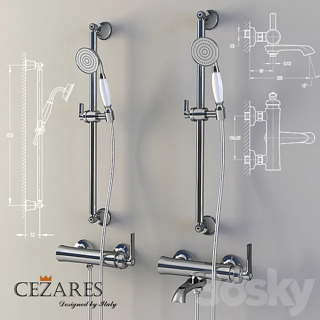 Bath and shower faucet Cezares Liberty F-VD-01 3DModel