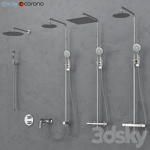 Bath and shower faucets Ravak set 16 3DModel