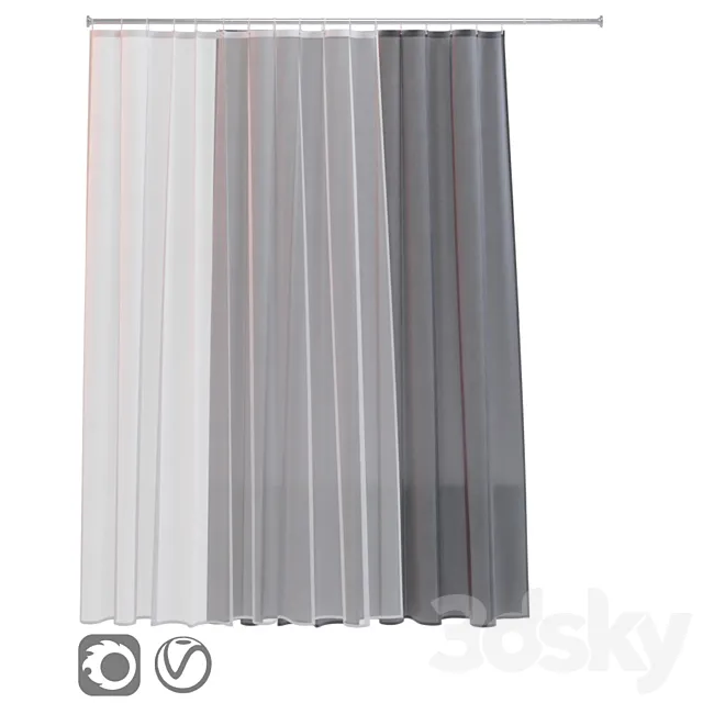 Bath curtain (shower) 200x200 cm (white gray) 3D Model