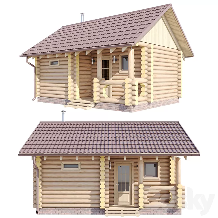 Bath from a log 4.5x6m. 3D Model