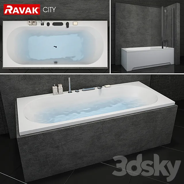 Bath Ravak City (+4 curtains included) 3D Model