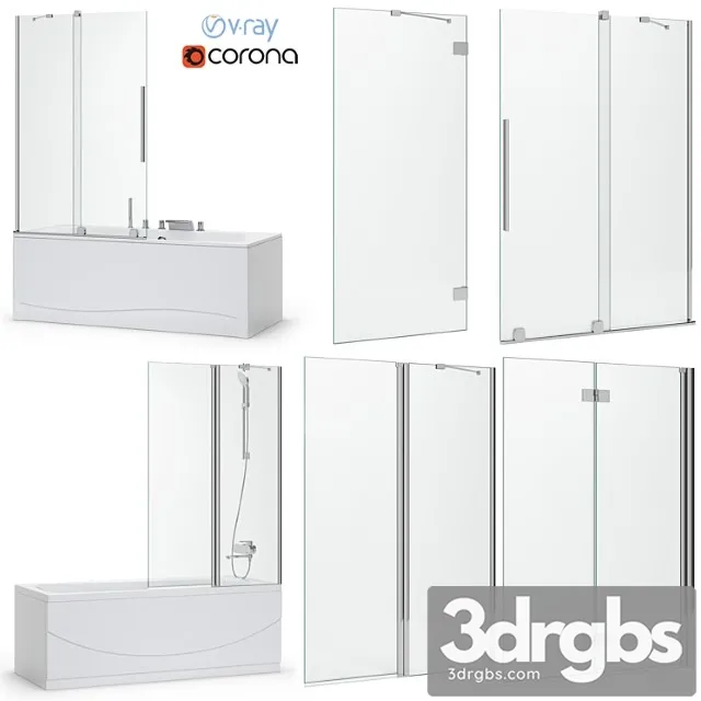 Bath Screens and Bathtubs Radaway and Ravak Set 120 3D Model Free