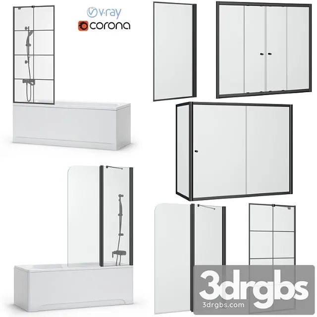 Bath Screens and Bathtubs Radaway and Ravak Set 134 3D Model Free