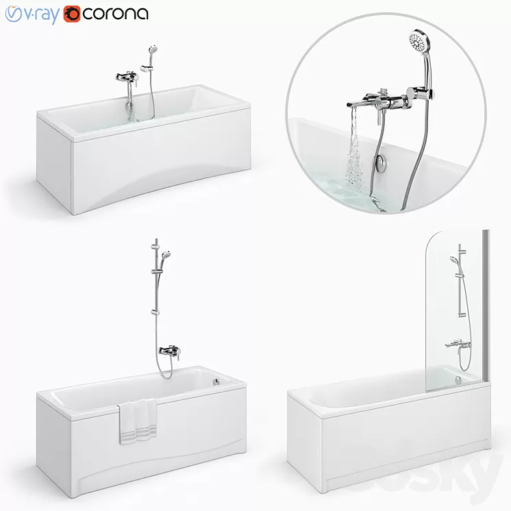 Bath set Cersanit set 24 (Flavia Intro Lana) 3D Model