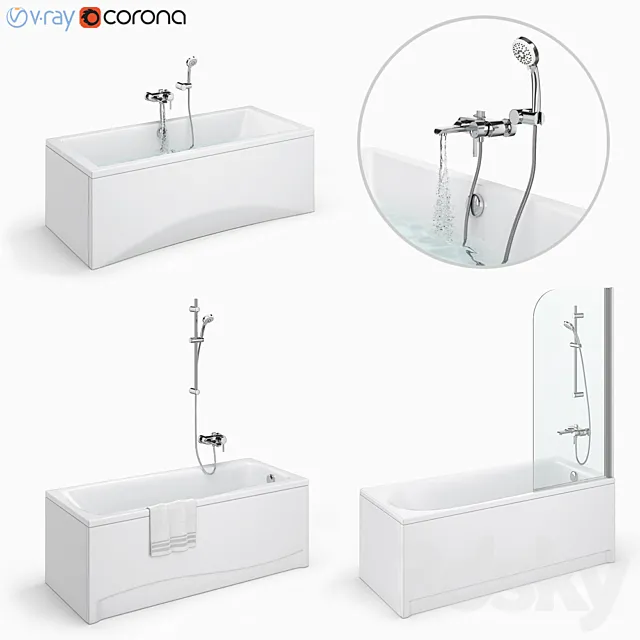 Bath set Cersanit set 24 (Flavia. Intro. Lana) 3DModel