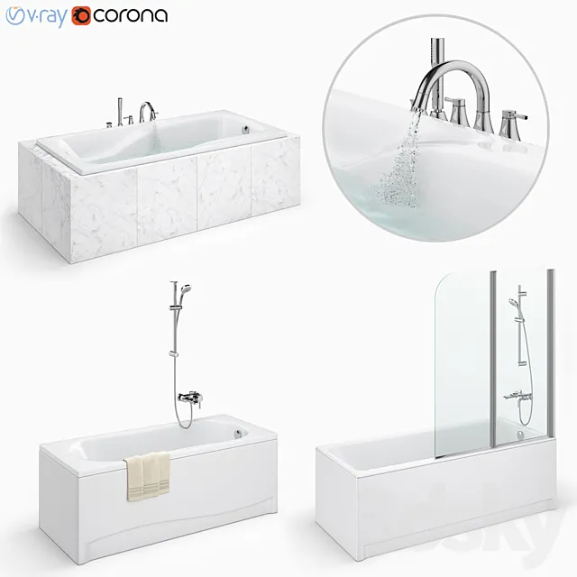 Bath set Cersanit set 25 (Crea Nike Zen) 3D Model