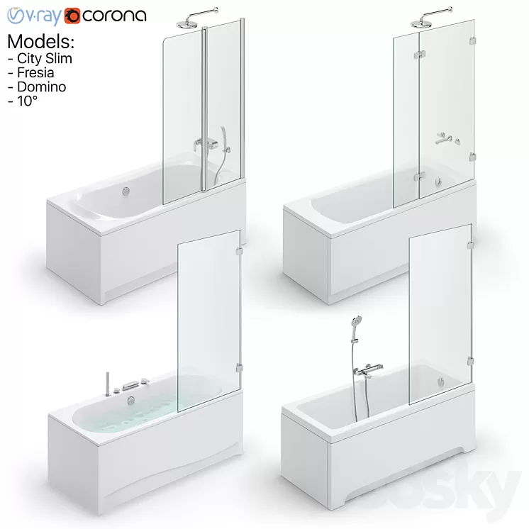 Bath set Ravak set 118 (City Slim Fresia Domino 10 °) 3D Model