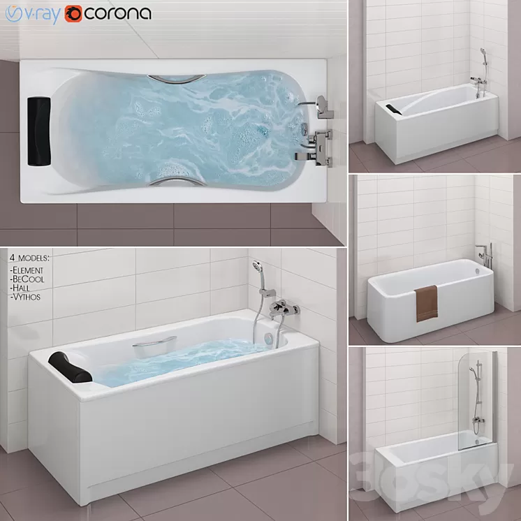 Bath set Roca set 31 (Element BeCool Hall Vythos) 3D Model