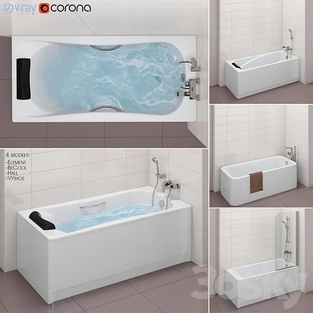 Bath set Roca set 31 (Element. BeCool. Hall. Vythos) 3DModel