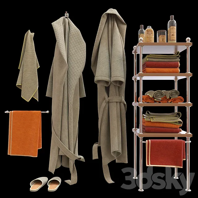 Bath set with bathrobe 3D Model