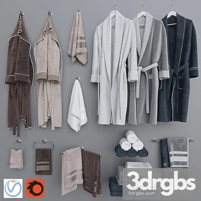 Bathrobe Set 4 3D Model Free