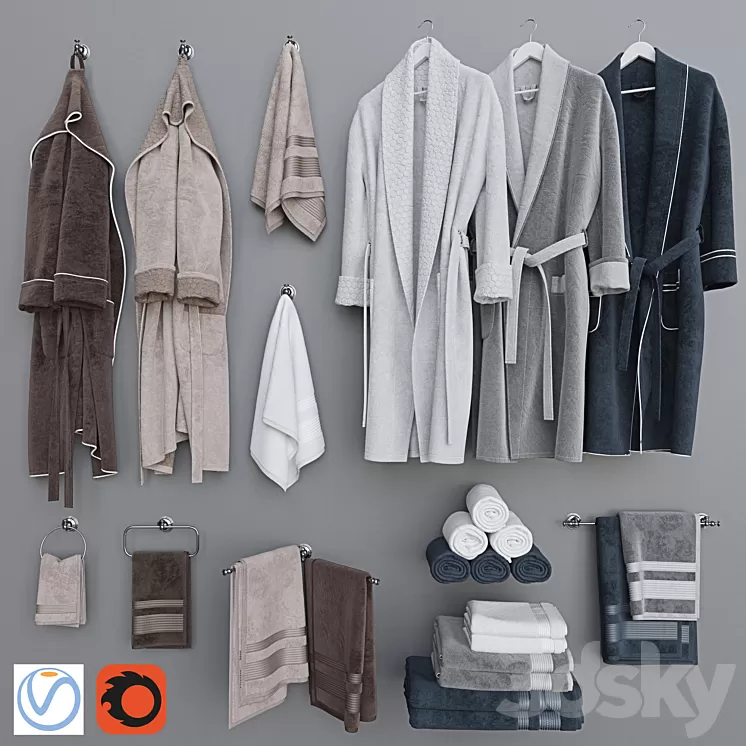 Bathrobe set 4 3D Model