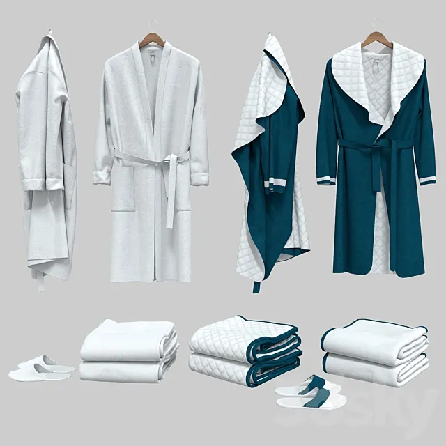 bathrobe. towel. slippers 3DModel