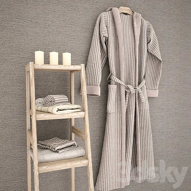 Bathrobe. towels on shelf 3DModel