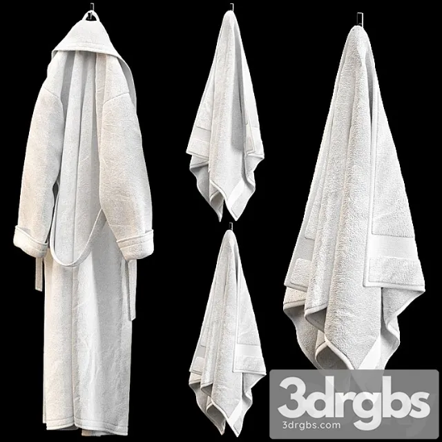 Bathrobe Towels White 3D Model Free