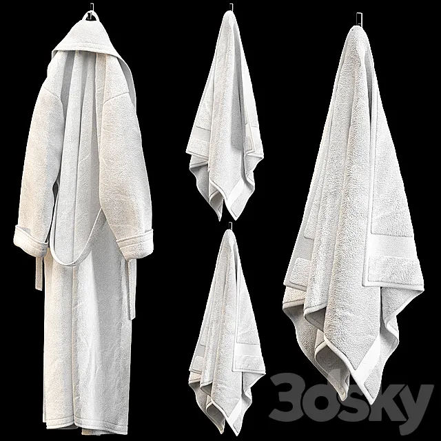BATHROBE TOWELS WHITE 3DModel