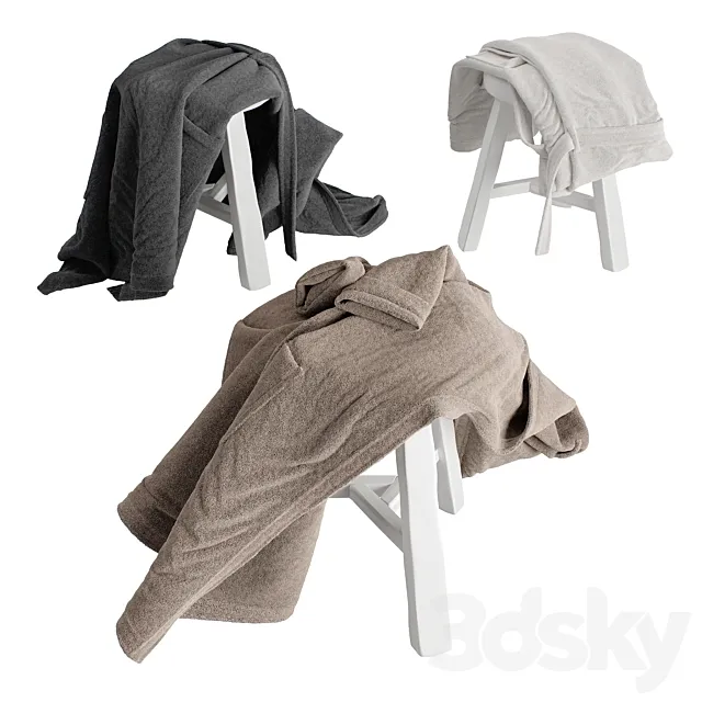 Bathrobes hanging set 3 3D Model