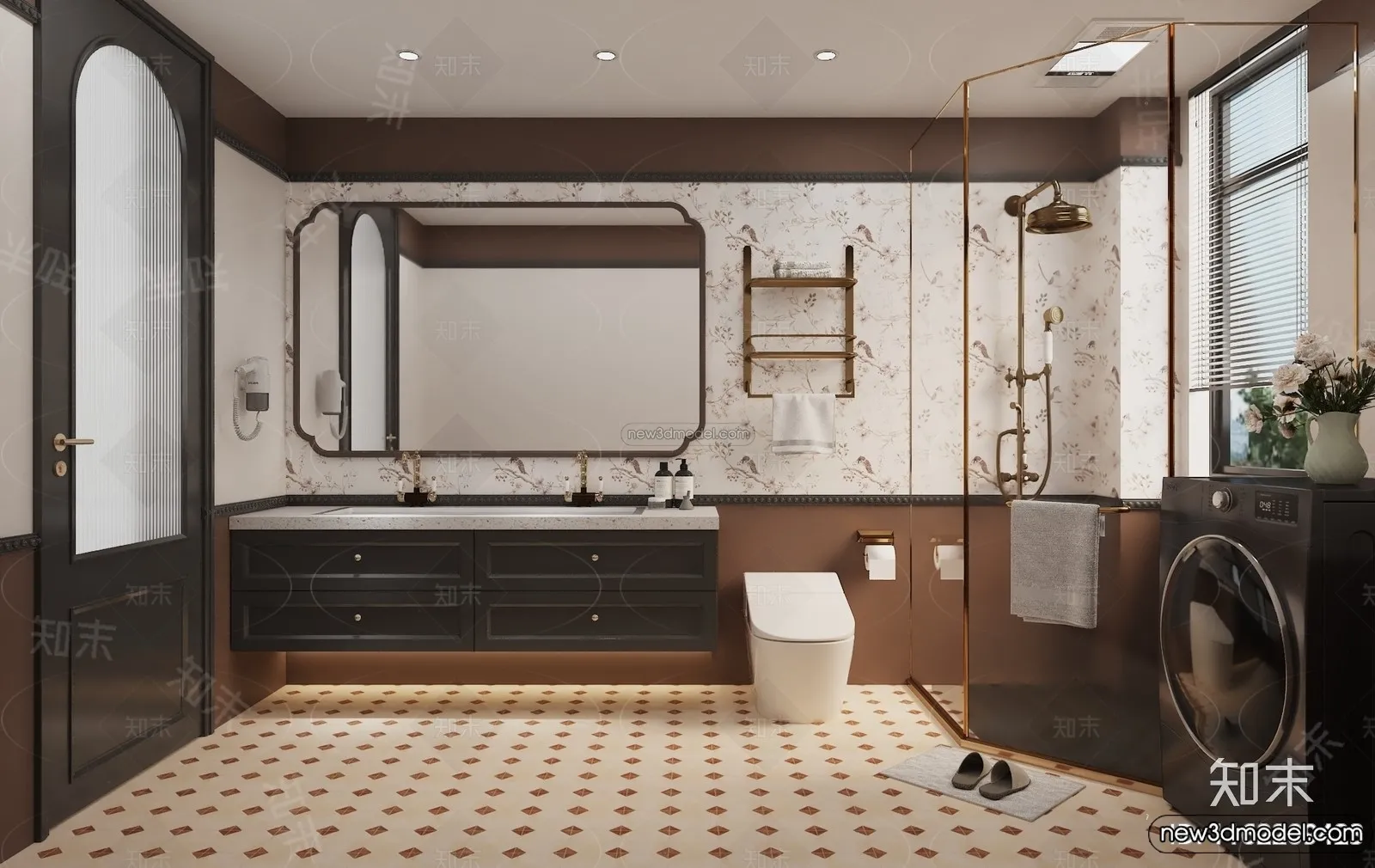 Bathroom - 3D Interior Scene - French Style - 002