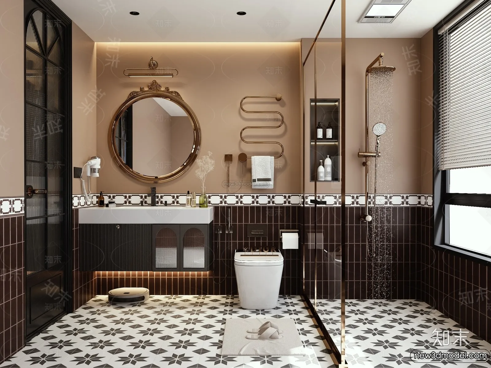 Bathroom - 3D Interior Scene - French Style - 003