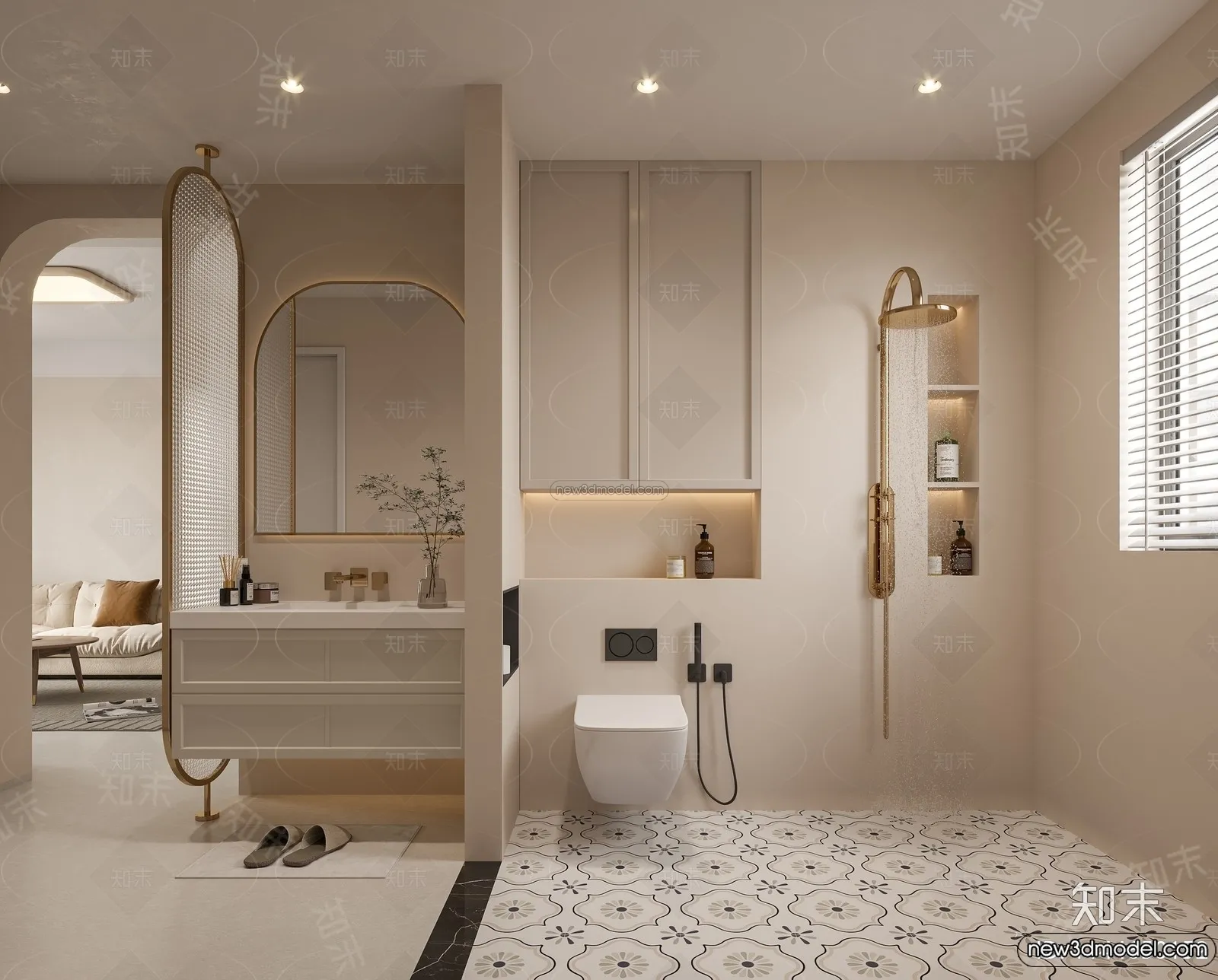 Bathroom - 3D Interior Scene - French Style - 006