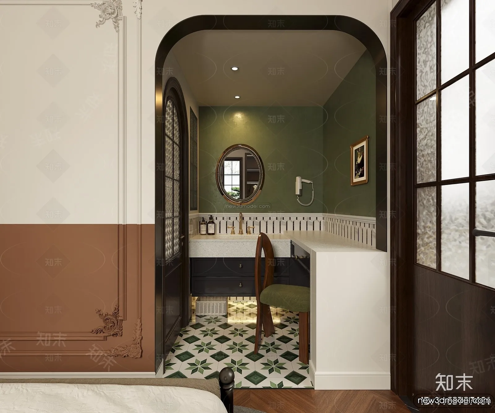 Bathroom - 3D Interior Scene - French Style - 007