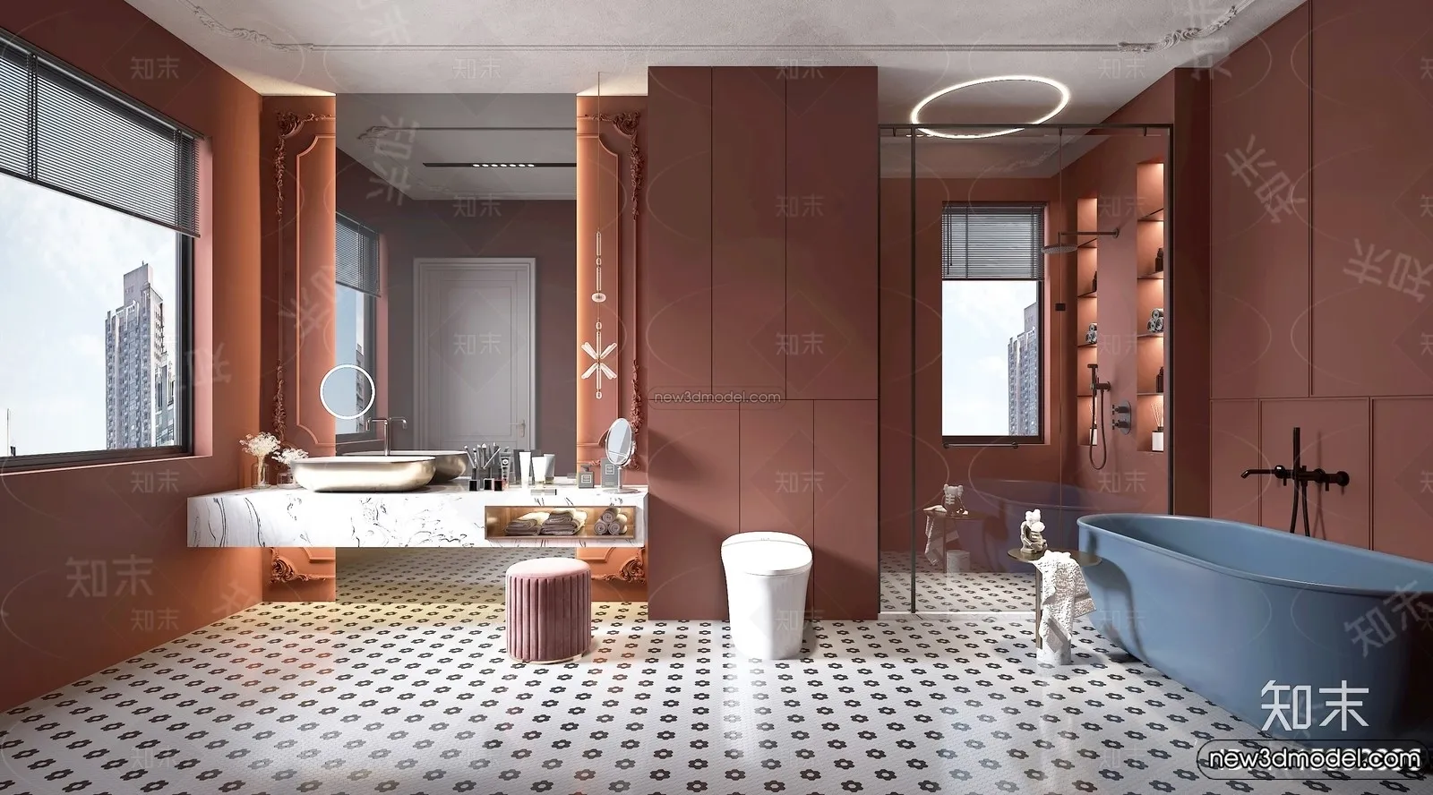 Bathroom - 3D Interior Scene - French Style - 009