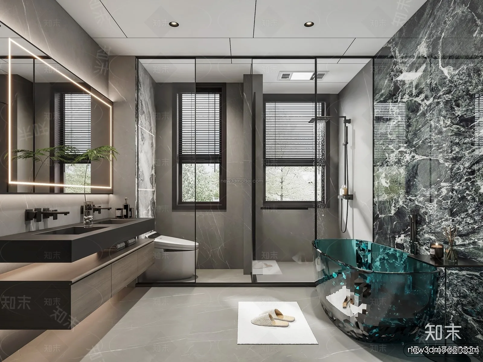 Bathroom - 3D Interior Scene - Italian Style - 004