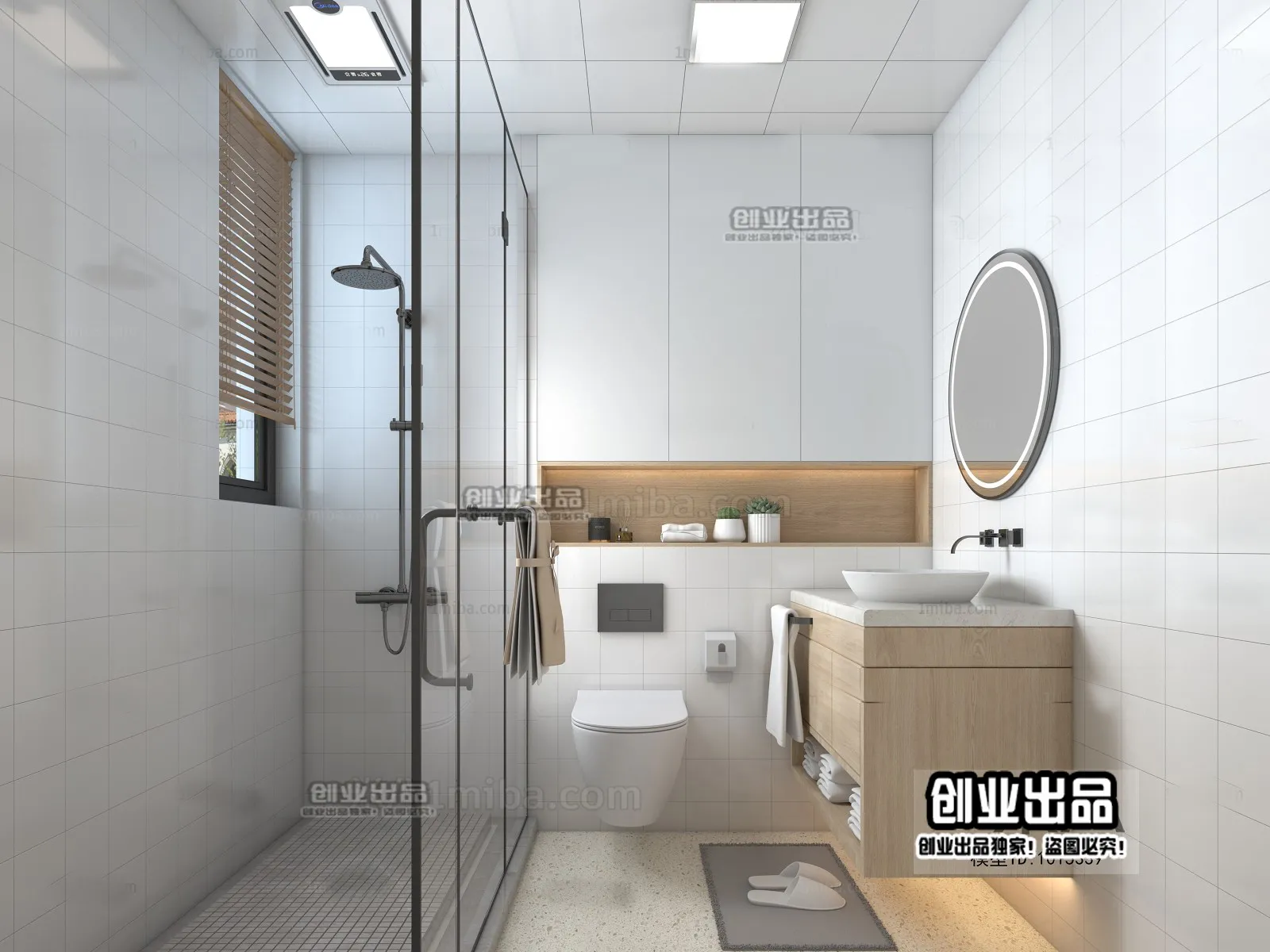 Bathroom 3D Interior Scene - Japanese Style - 002