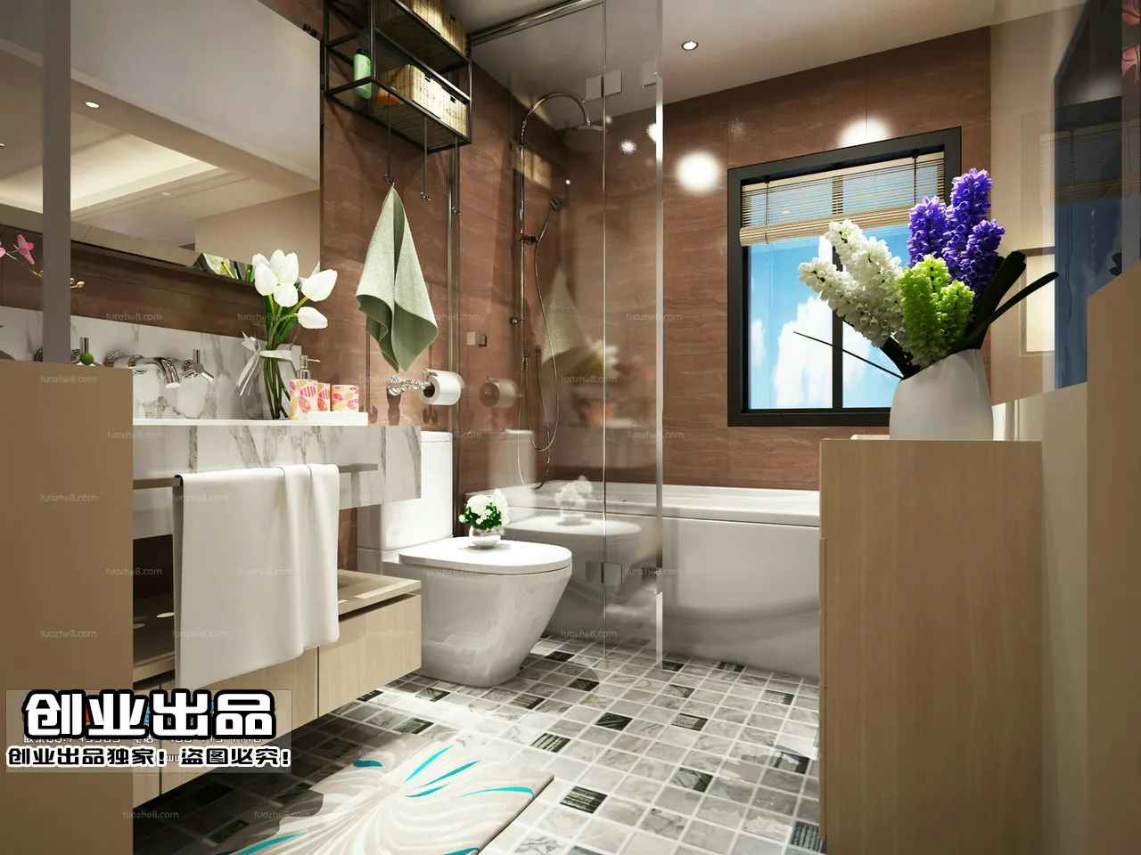Bathroom 3D Interior Scene - Japanese Style - 005