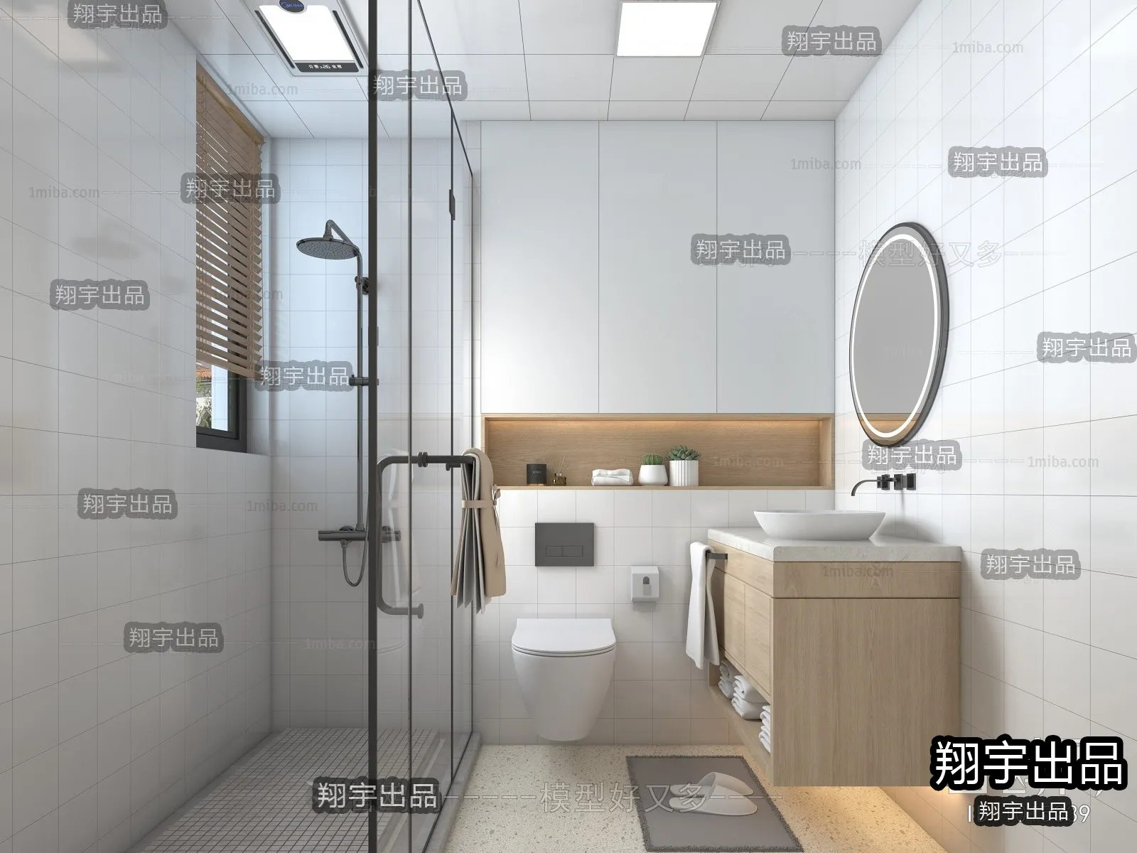 Bathroom 3D Interior Scene - Japanese Style - 006