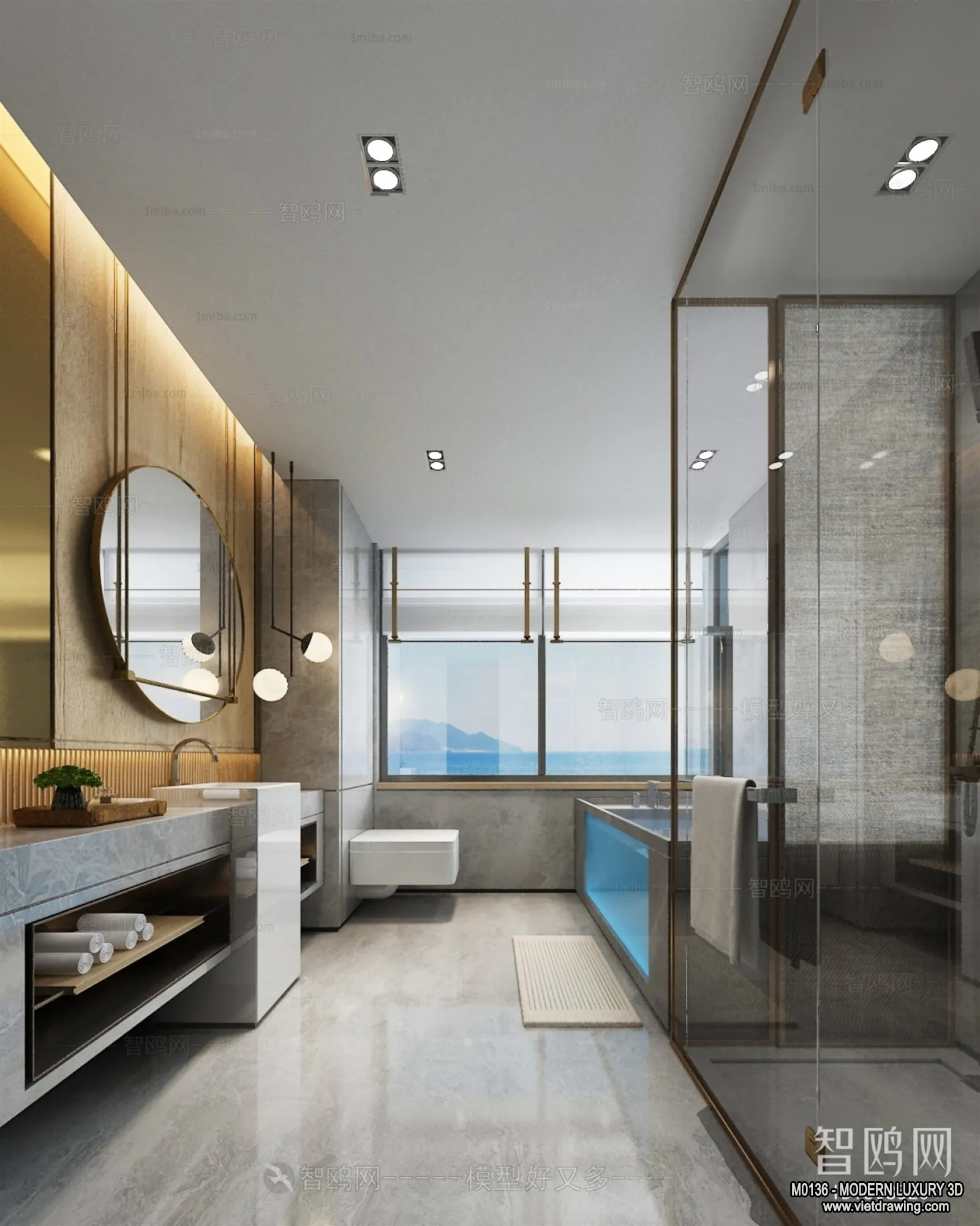 Bathroom - 3D Interior Scene - Luxury Style - 001