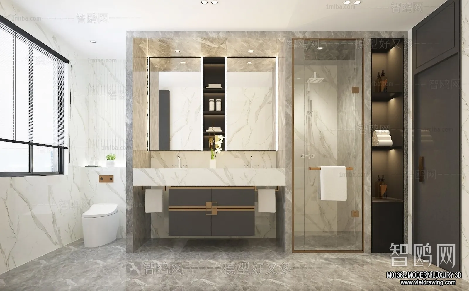 Bathroom - 3D Interior Scene - Luxury Style - 002