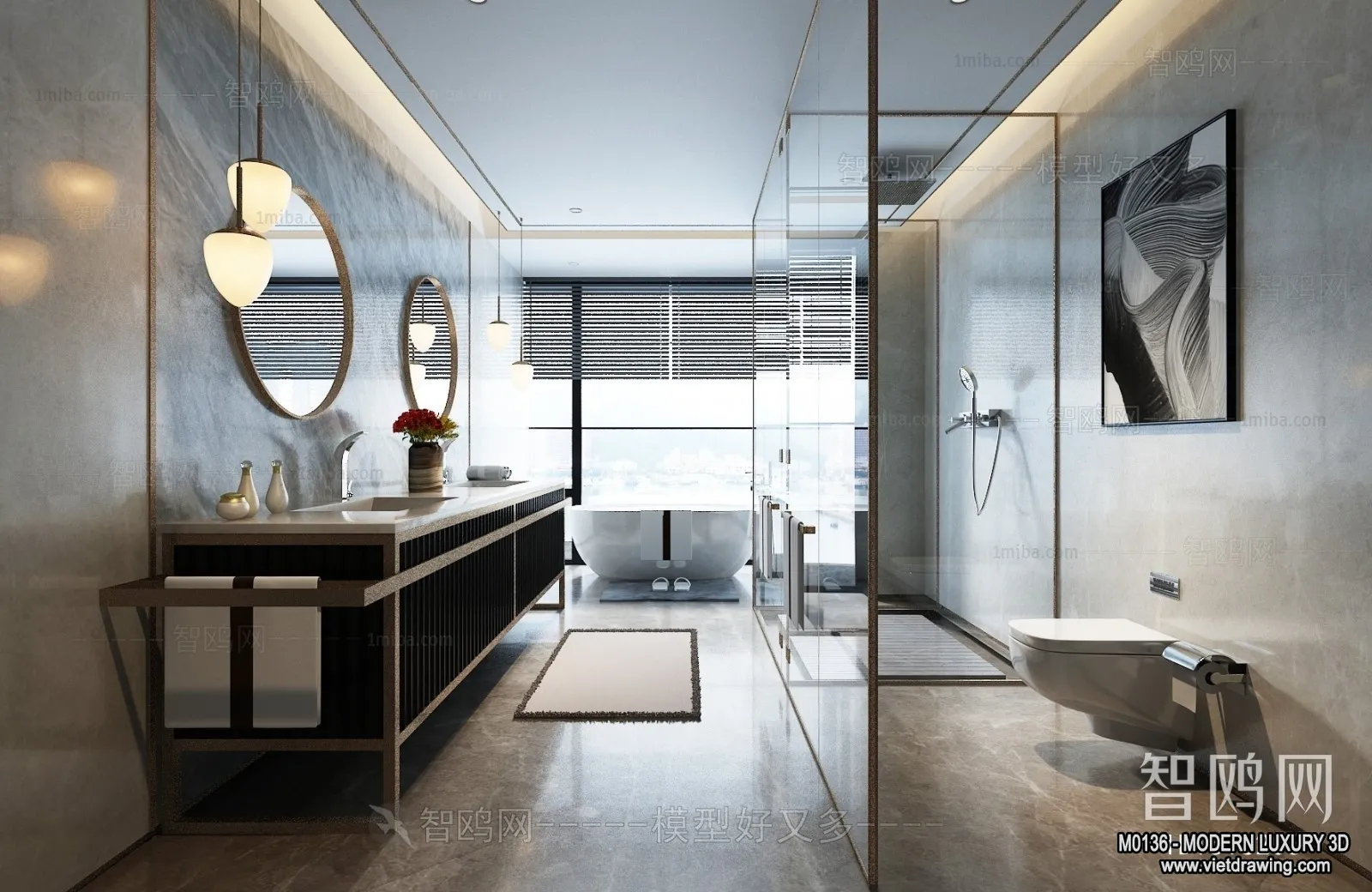 Bathroom - 3D Interior Scene - Luxury Style - 003