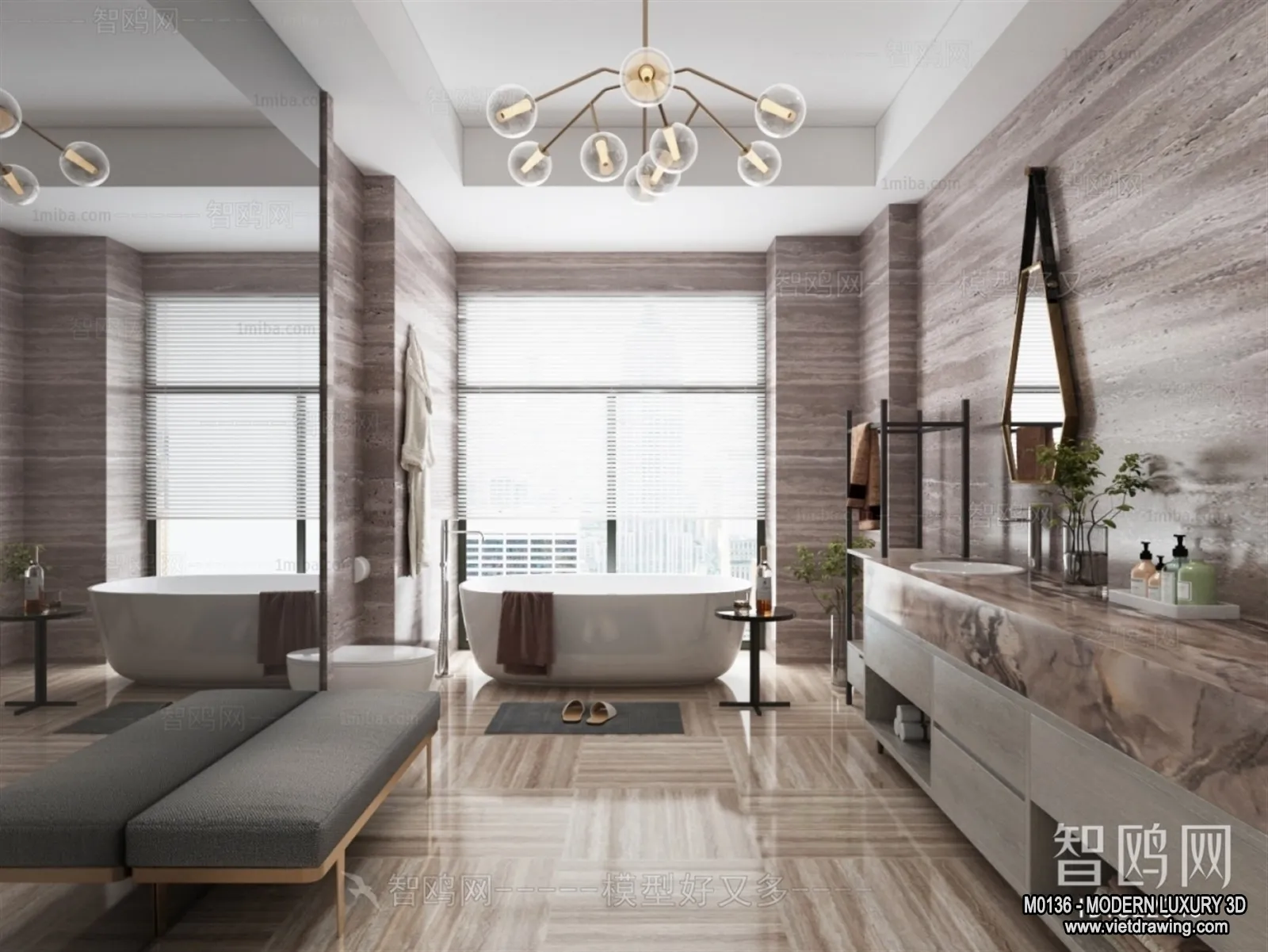 Bathroom - 3D Interior Scene - Luxury Style - 005