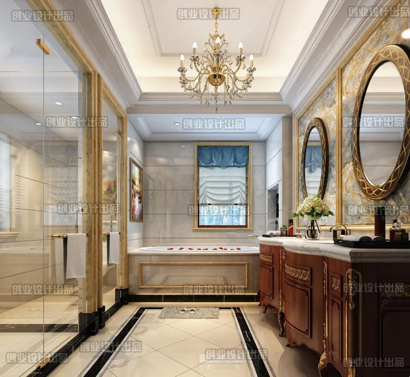 Bathroom 3D Interior Scene Model - European Style - 003