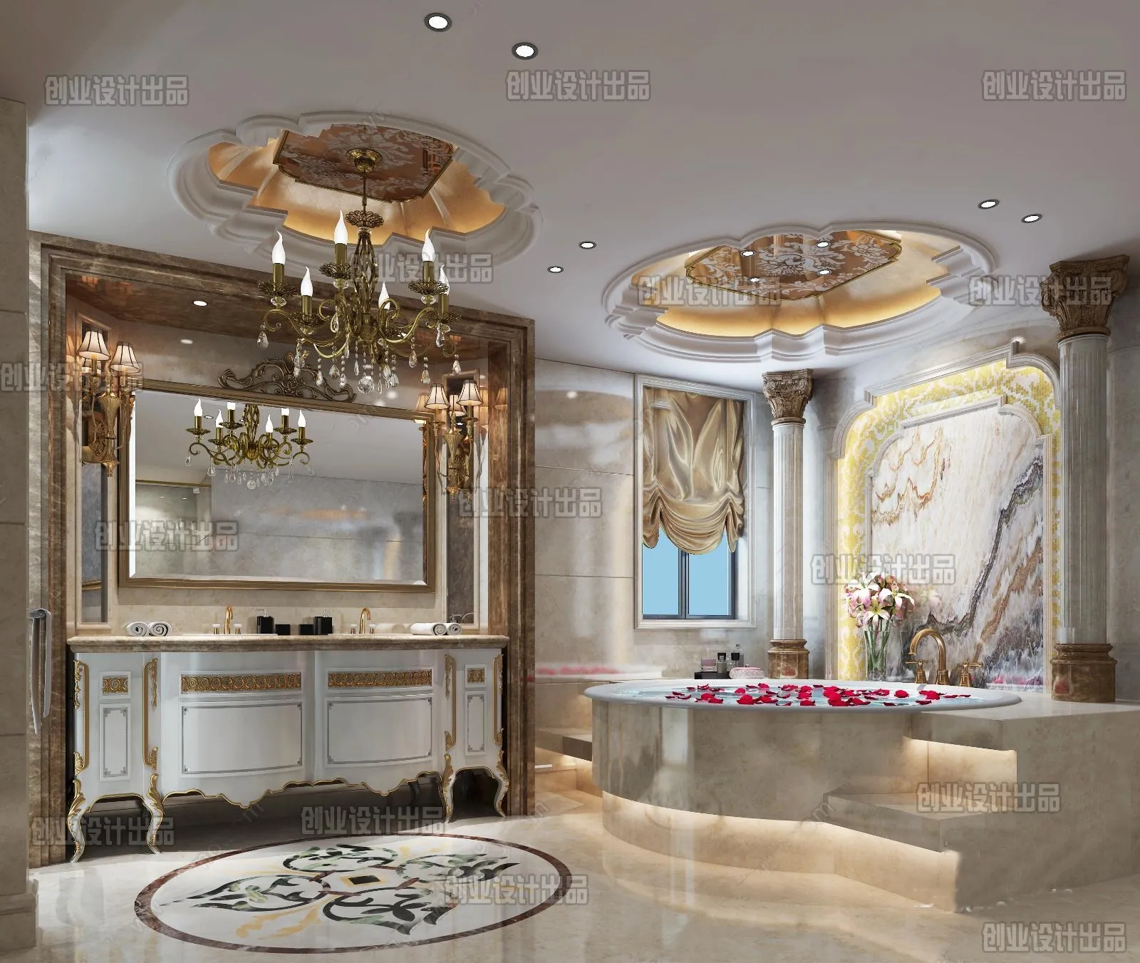 Bathroom 3D Interior Scene Model - European Style - 004