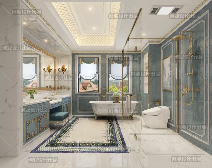 Bathroom 3D Interior Scene Model - European Style - 005