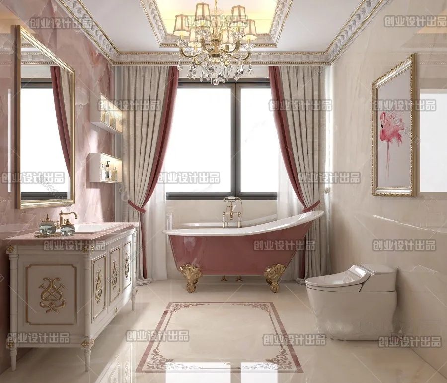 Bathroom 3D Interior Scene Model - European Style - 006