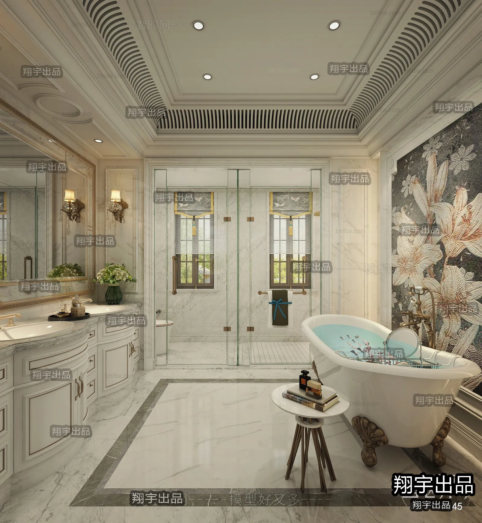 Bathroom 3D Interior Scene Model - European Style - 010