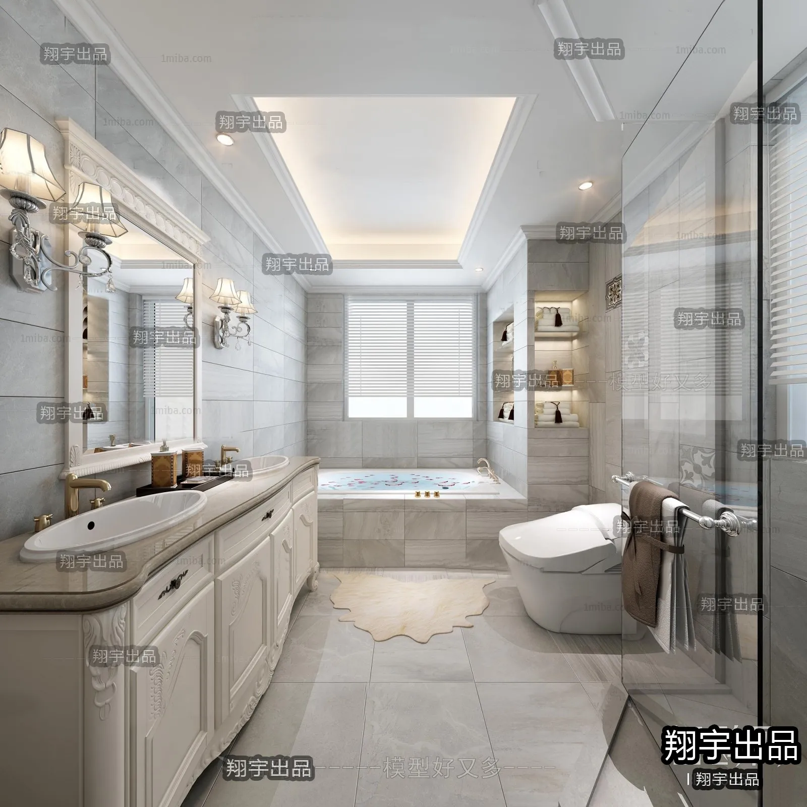 Bathroom 3D Interior Scene Model - European Style - 011