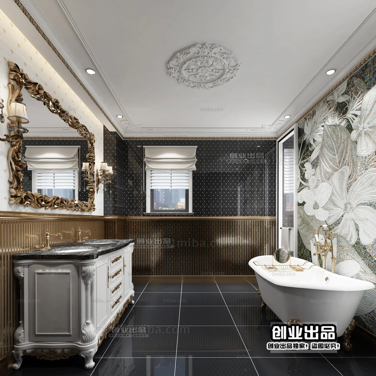 Bathroom 3D Interior Scene Model - European Style - 012