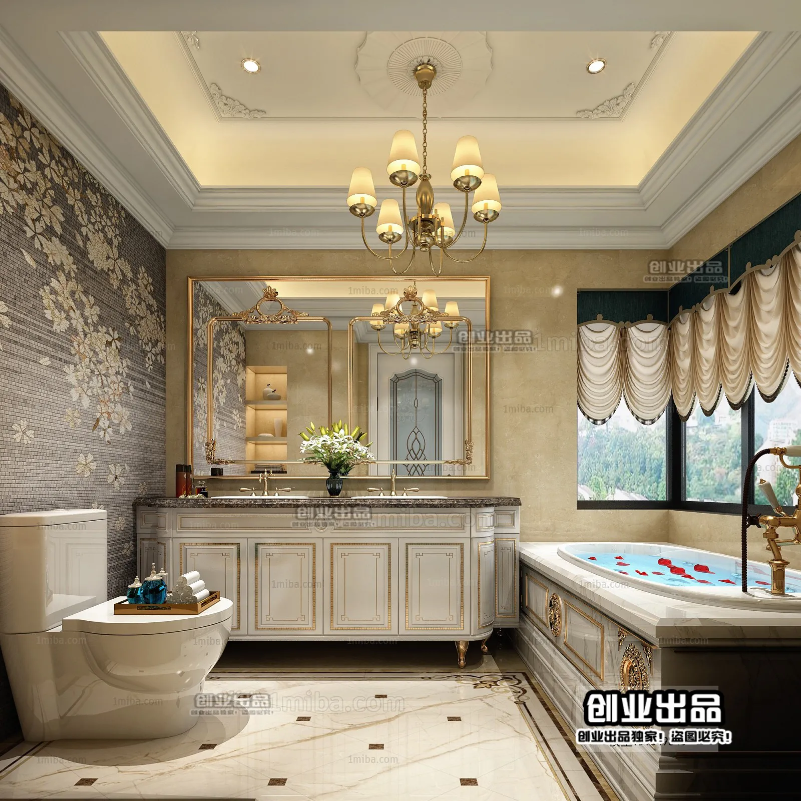 Bathroom 3D Interior Scene Model - European Style - 013