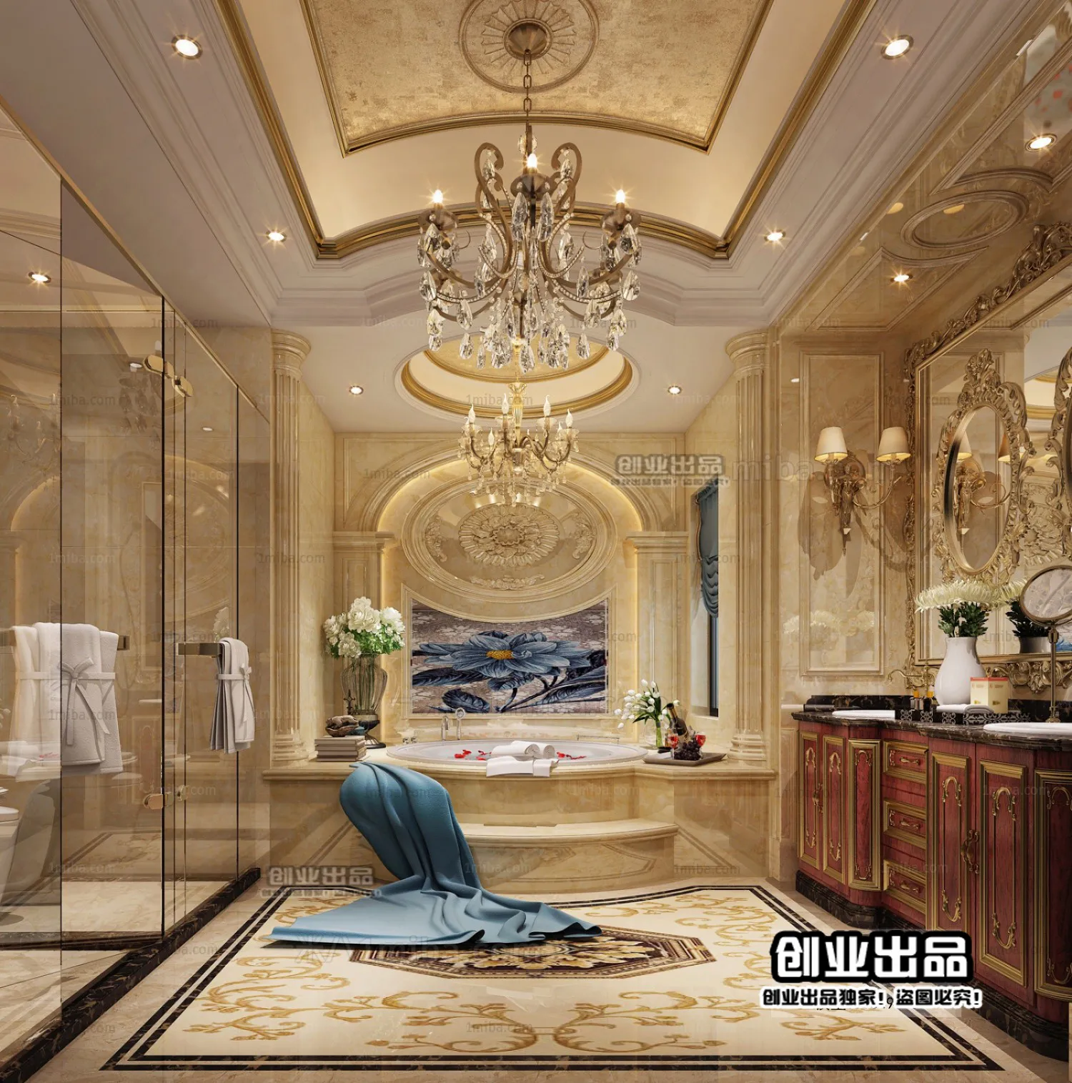 Bathroom 3D Interior Scene Model - European Style - 015