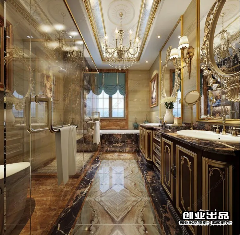 Bathroom 3D Interior Scene Model - European Style - 016