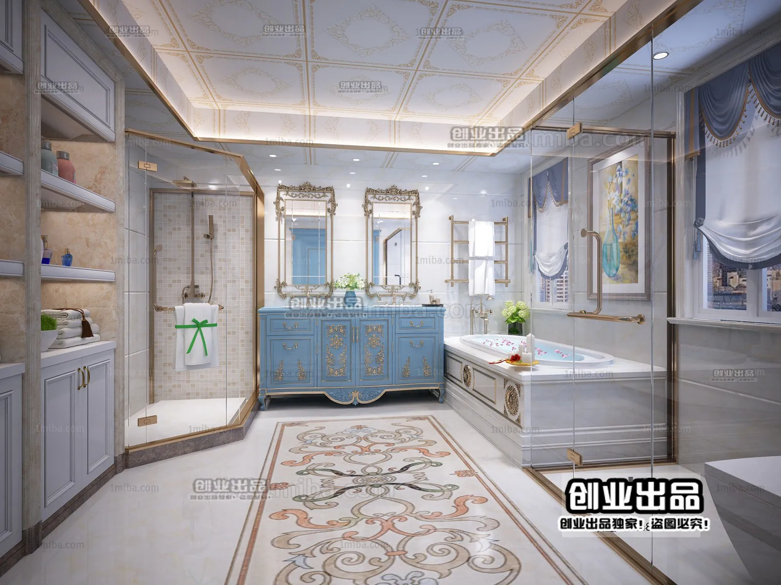 Bathroom 3D Interior Scene Model - European Style - 017